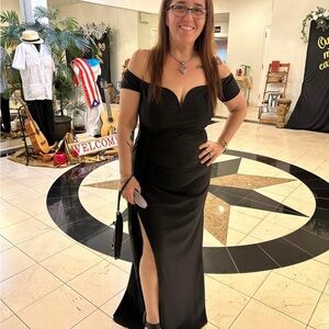 Black long dress with slit on side